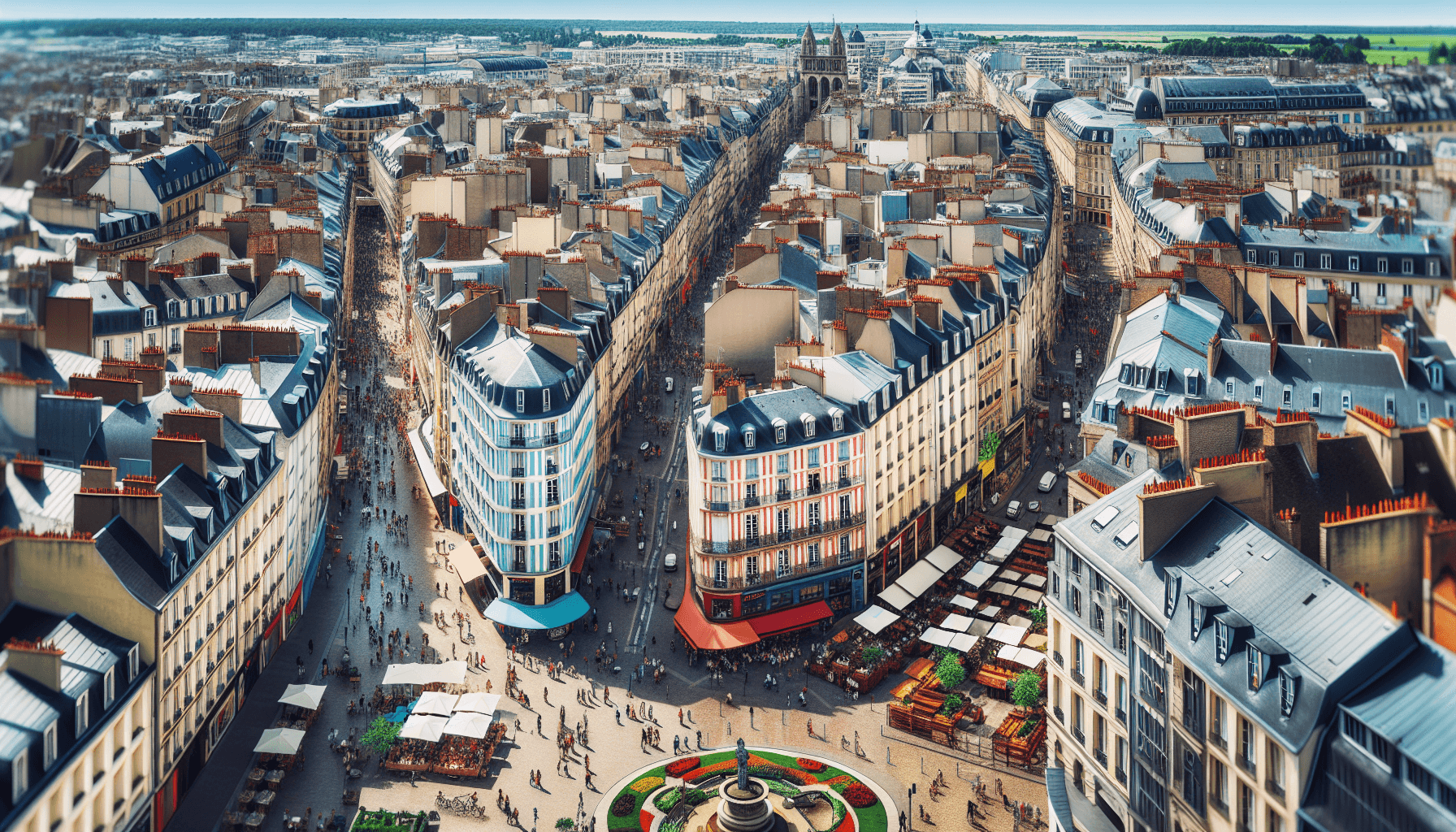 Vue aérienne d'une ville en France